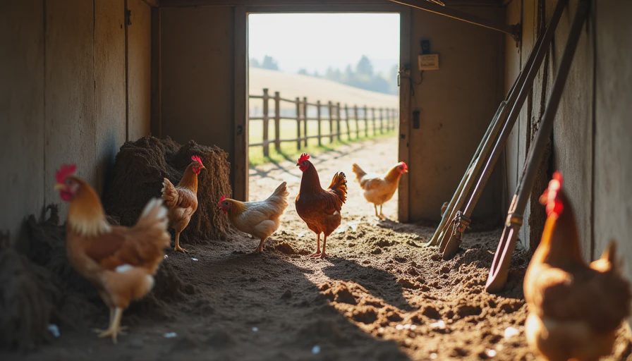 king chicken farm in Temecula showing mobile coops, pasture rotation, and real hens foraging on ordinary morning ground.webp