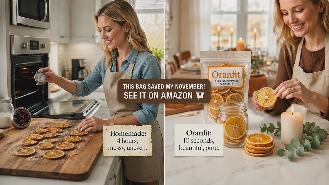 Split-screen comparison of homemade vs Oranfit store-bought dried orange slices.webp
