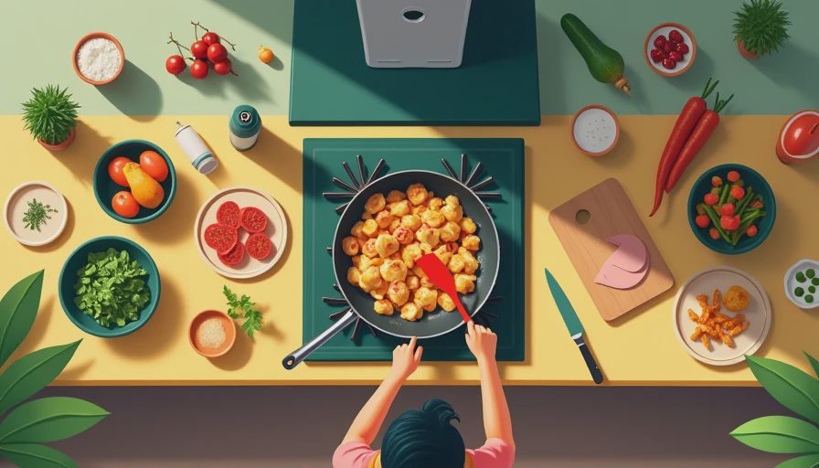 Illustration for orange chicken stir fry