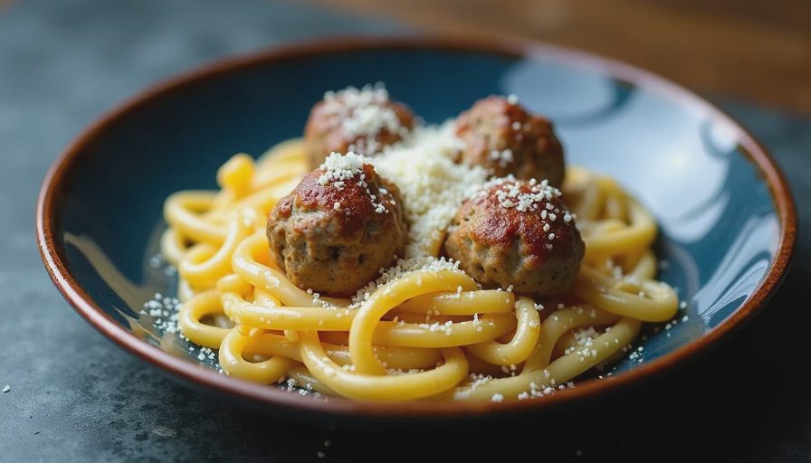 Pasta Alfredo with Meatballs for an Easy Family Dinner