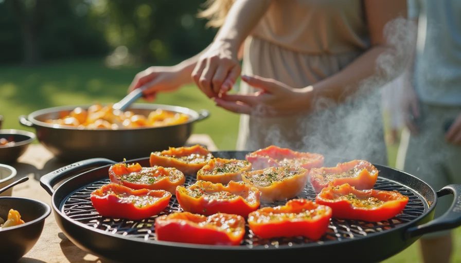 Visual context for roasted peppers and onions