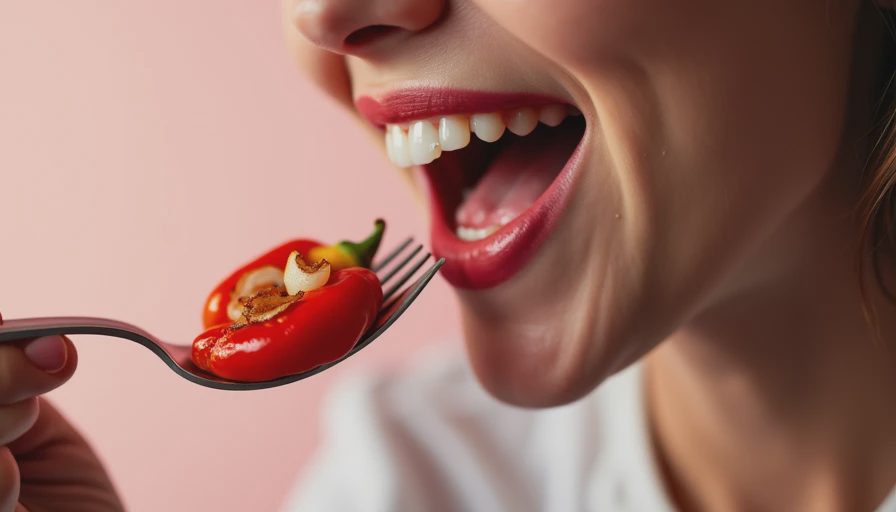 Visual context for roasted peppers onions