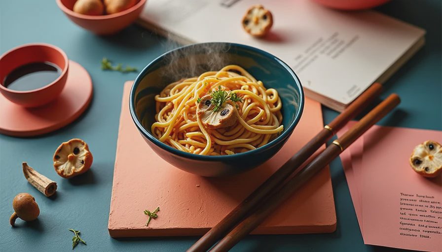 Illustration for ramen mushrooms
